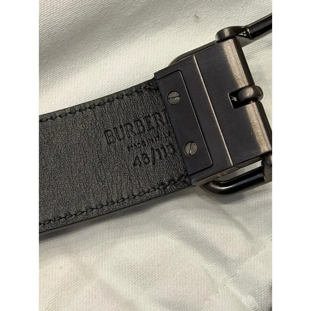 Burberry Reversible Check B Buckle Leather Wide Belt 46/115 8098126 IT NEW $550